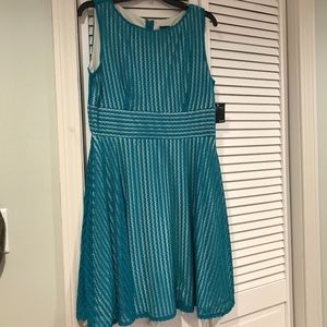 SALE Gabby Skye Turquoise Banded-Waist Dress